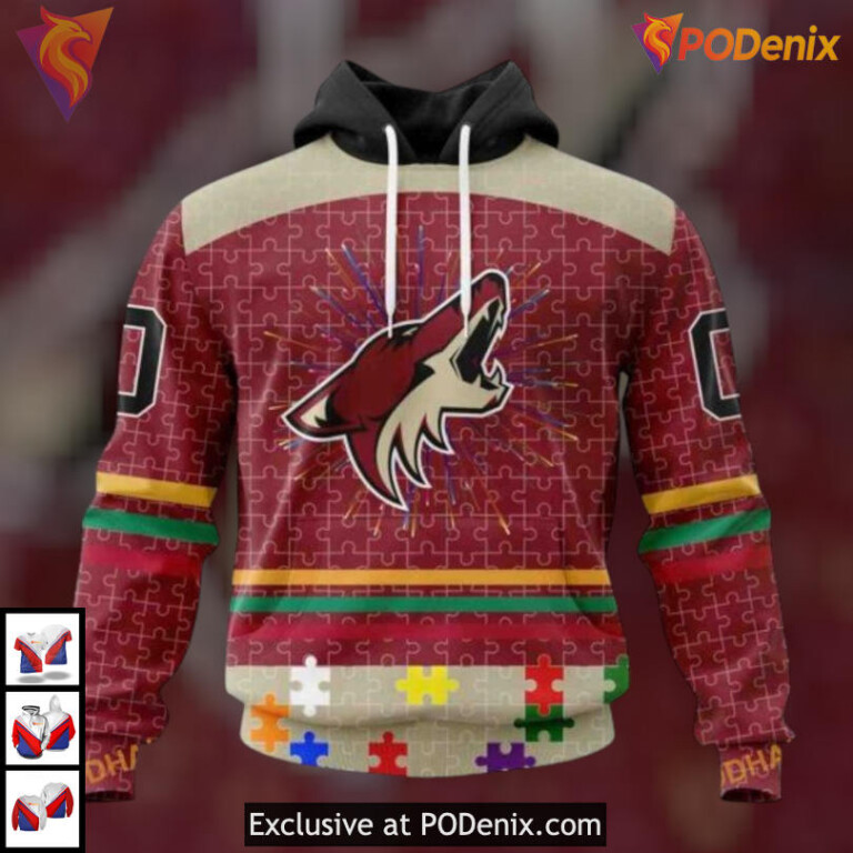 Fearless Against Autism Concept Custom Number Arizona Coyotes Hoodie Apparel