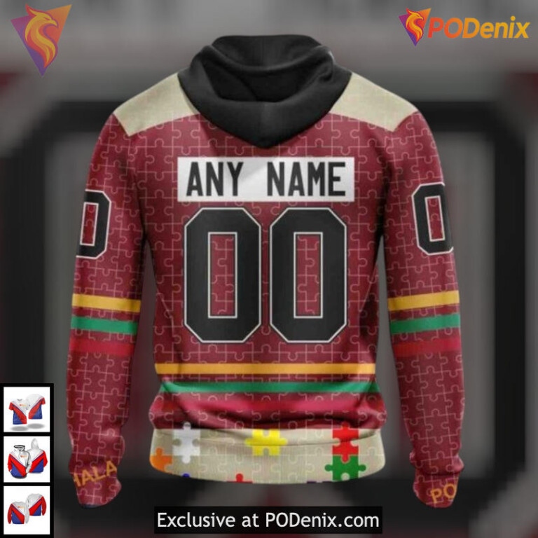 Fearless Against Autism Concept Custom Number Arizona Coyotes Hoodie Apparel - 1