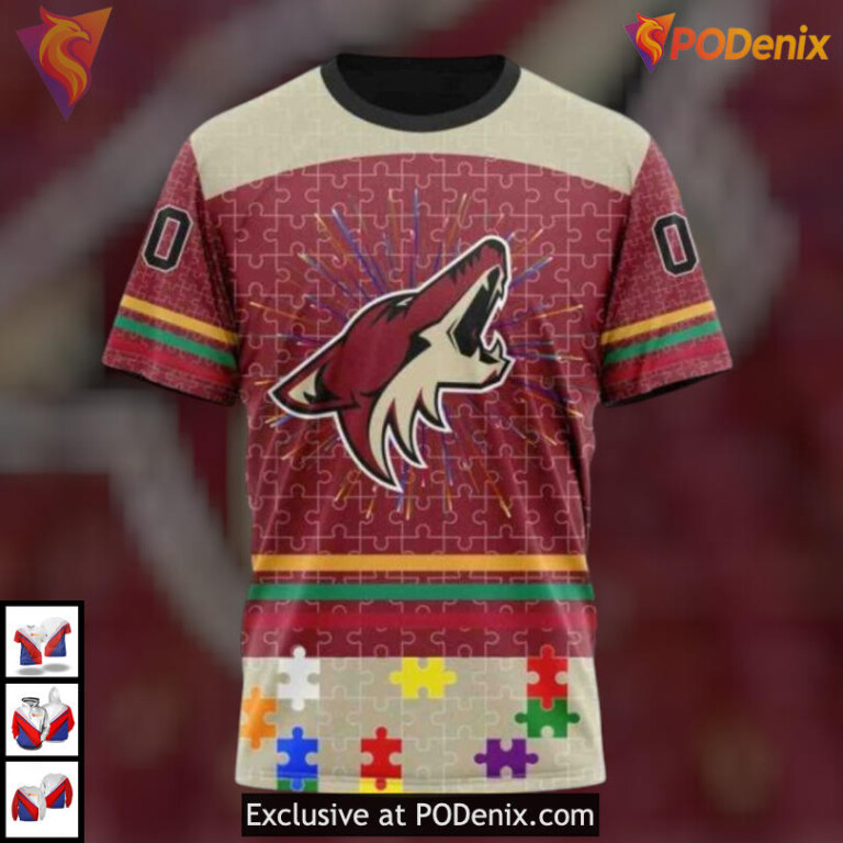 Fearless Against Autism Concept Custom Number Arizona Coyotes Hoodie Apparel - 2