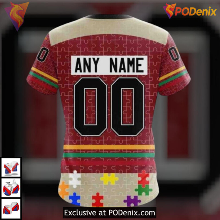 Fearless Against Autism Concept Custom Number Arizona Coyotes Hoodie Apparel - 3