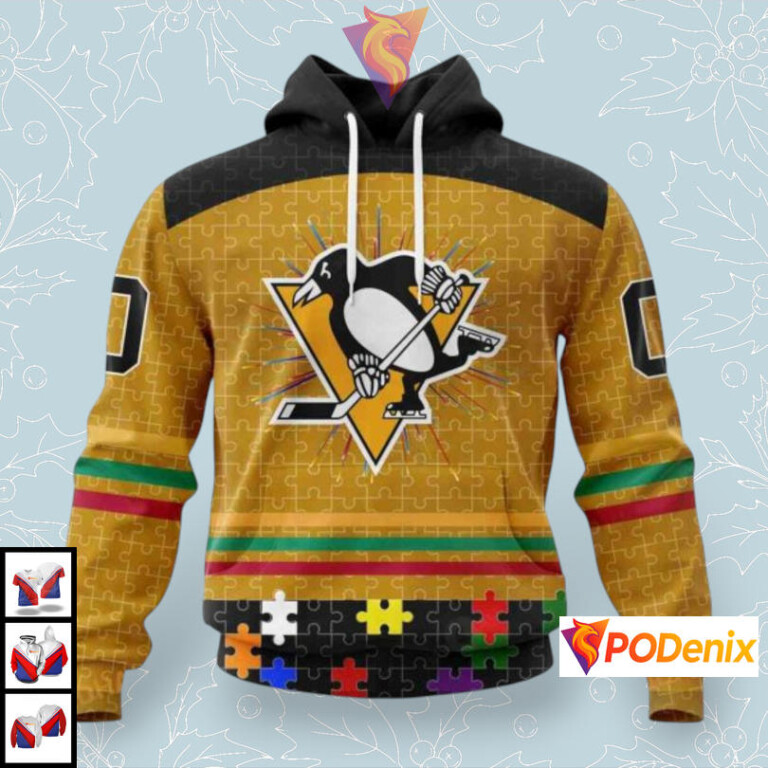 Fearless Against Autism Concept Custom Pittsburgh Penguins Kids Hoodie NHL 3D