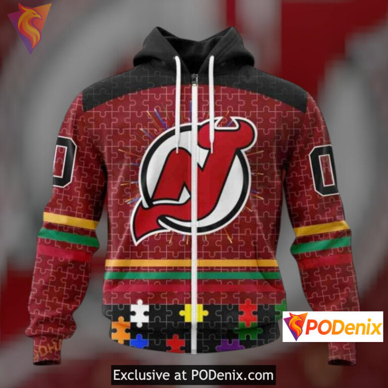 Fearless Against Autism Concept New Jersey Devils Unisex Hoodie Sweatshirt - 1
