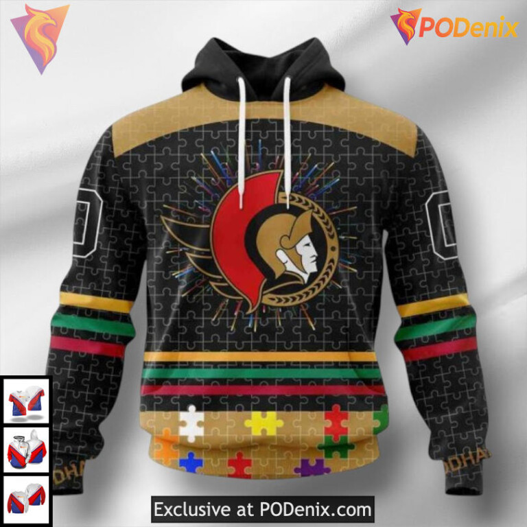 Fearless Against Autism Concept NHL Ottawa Senators Youth Hoodie 3D