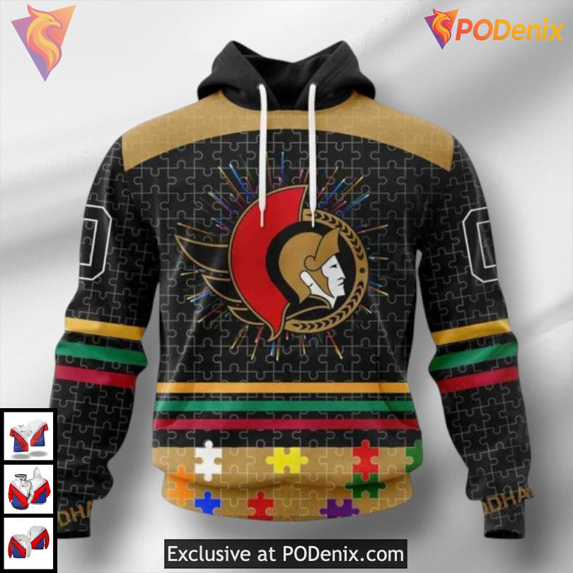 Fearless Against Autism Concept NHL Ottawa Senators Youth Hoodie 3D Fearless Against Autism Concept NHL Ottawa Senators Youth Hoodie 3D
