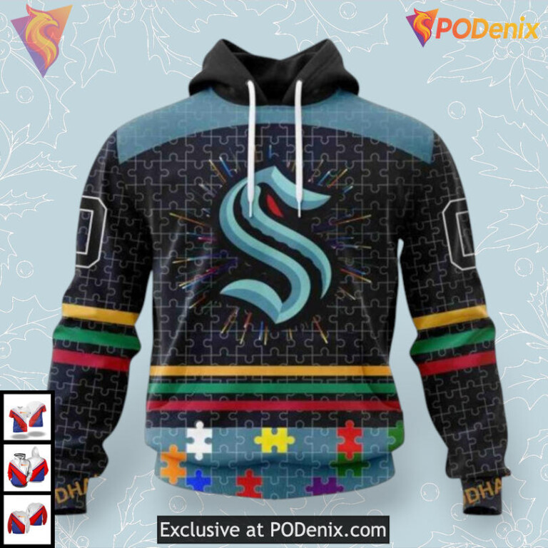 Fearless Against Autism Concept NHL Seattle Kraken Pullover Hoodie 3D