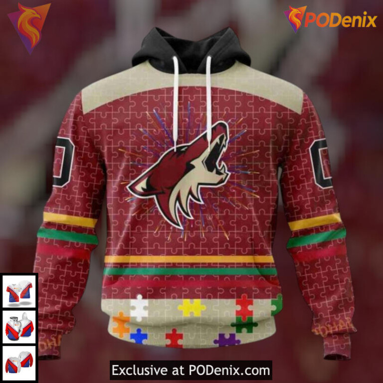 Fearless Against Autism Concept Retro Arizona Coyotes Hoodie Tribute Apparel