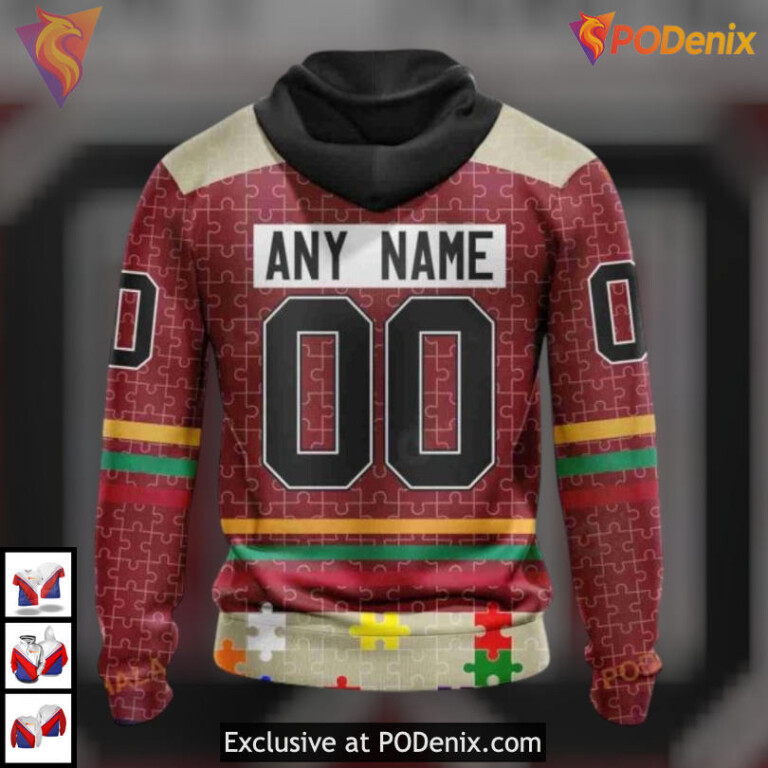 Fearless Against Autism Concept Retro Arizona Coyotes Hoodie Tribute Apparel - 2