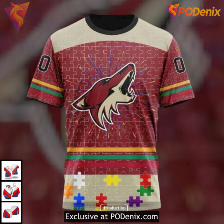 Fearless Against Autism Concept Retro Arizona Coyotes Hoodie Tribute Apparel - 3