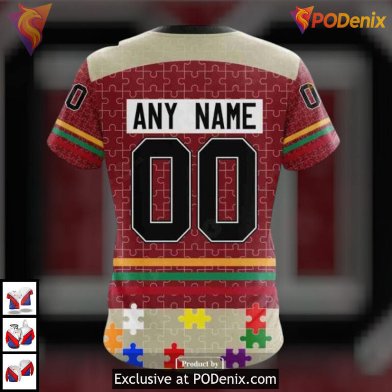 Fearless Against Autism Concept Retro Arizona Coyotes Hoodie Tribute Apparel - 4