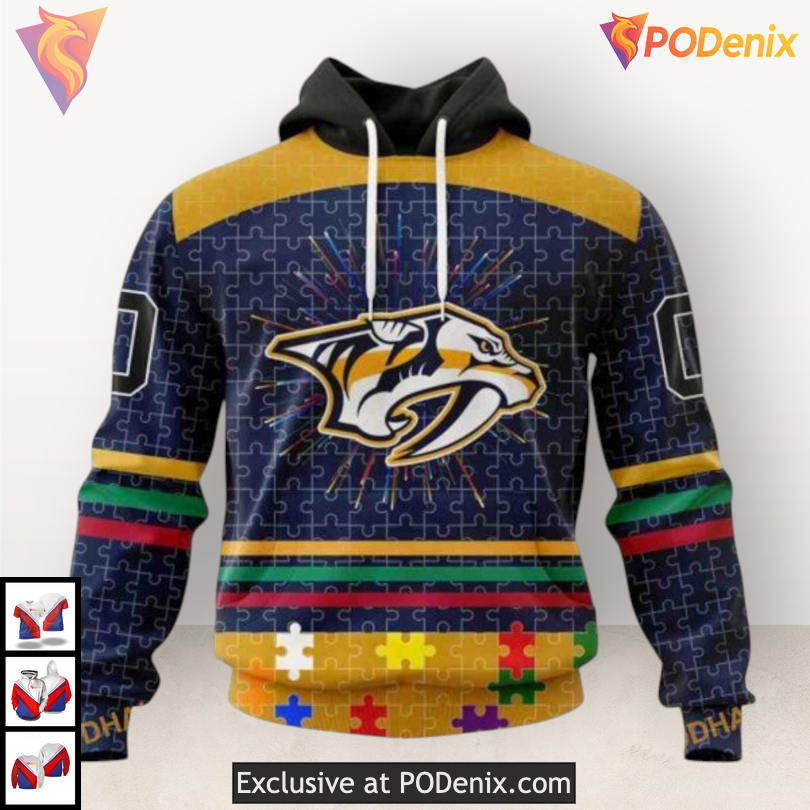 Fearless Against Autism Concept Vintage Nashville Predators Hoodie Custom 3D