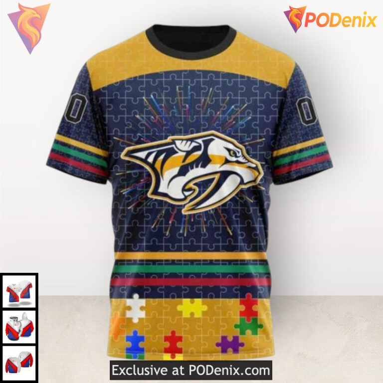 Fearless Against Autism Concept Vintage Nashville Predators Hoodie Custom 3D - 2