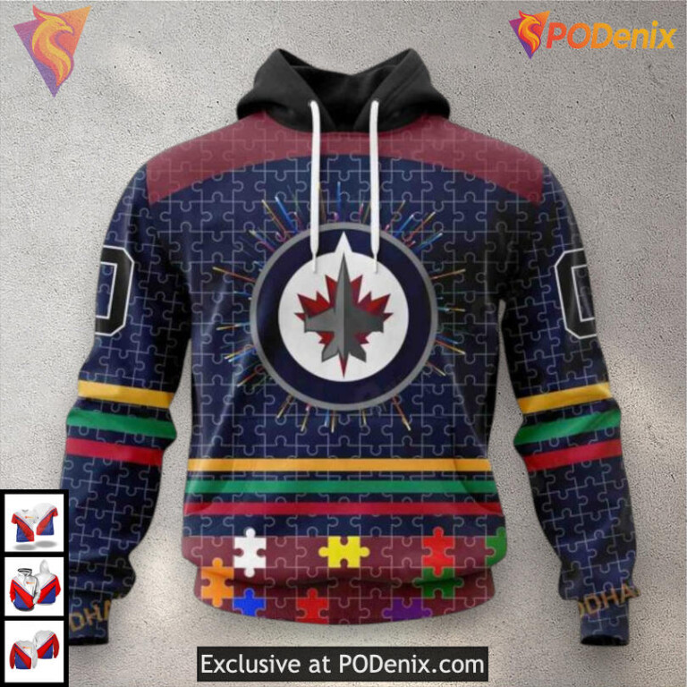 Reverse Retro Name Number Edition Winnipeg Jets Mens Hoodie Custom NHL Design