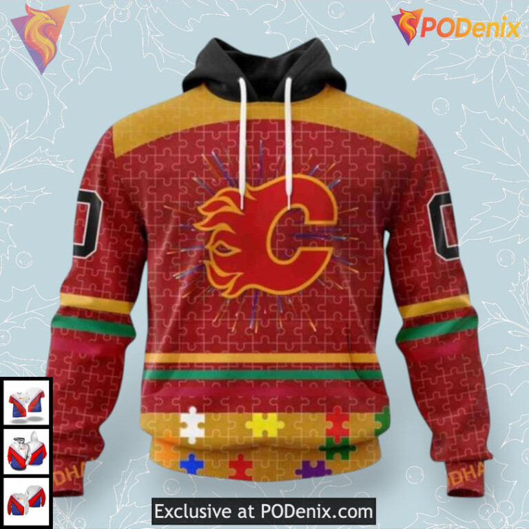 Fearless Against Autism Custom Calgary Flames Unisex Hoodie 3D Style