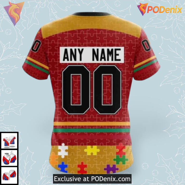 Fearless Against Autism Custom Calgary Flames Unisex Hoodie 3D Style - 3