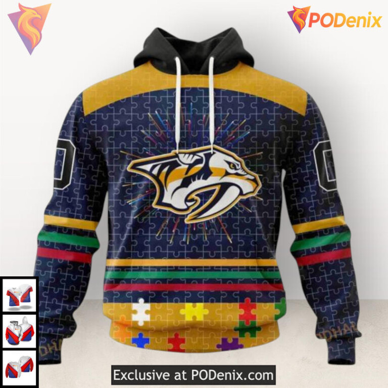 Fearless Against Autism Tribute Custom Name Nashville Predators Hoodie Sweatshirt