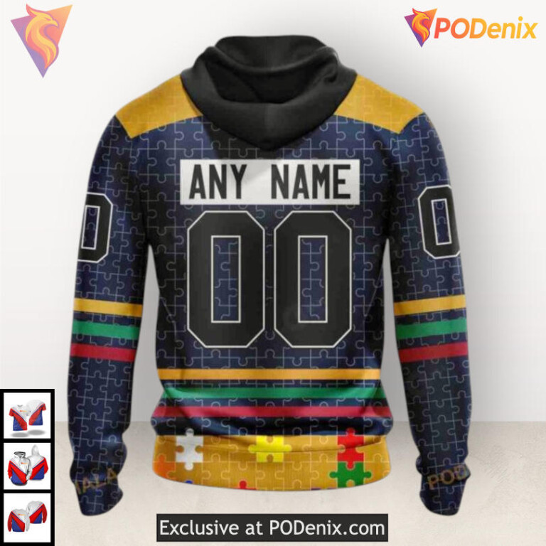 Fearless Against Autism Tribute Custom Name Nashville Predators Hoodie Sweatshirt - 2