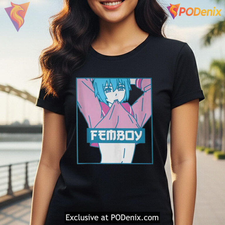 Femboy Yaoi Shirt, Pastel Anime Boy Blue Hair Crossdressing Long Sleeve - 1