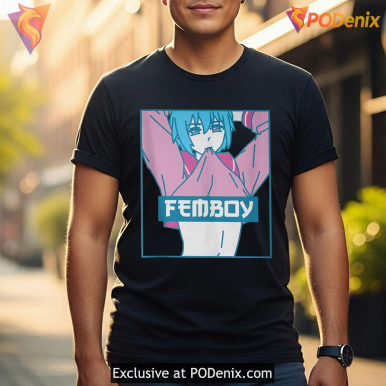 Femboy Yaoi Shirt, Pastel Anime Boy Blue Hair Crossdressing Long Sleeve - 3