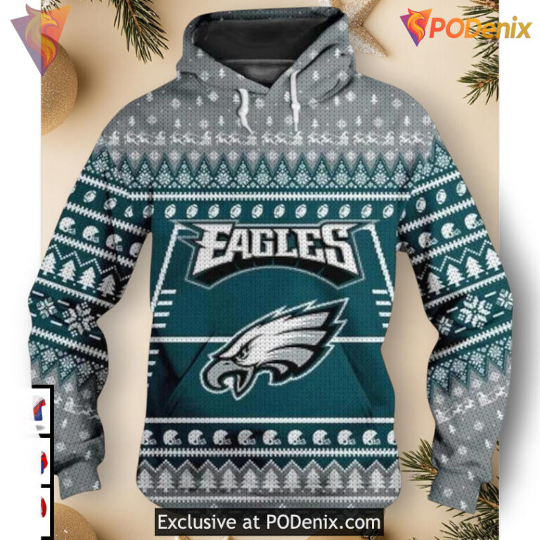 Festive Holiday Celebration Philadelphia Eagles Womens Hoodie 3D Christmas Print