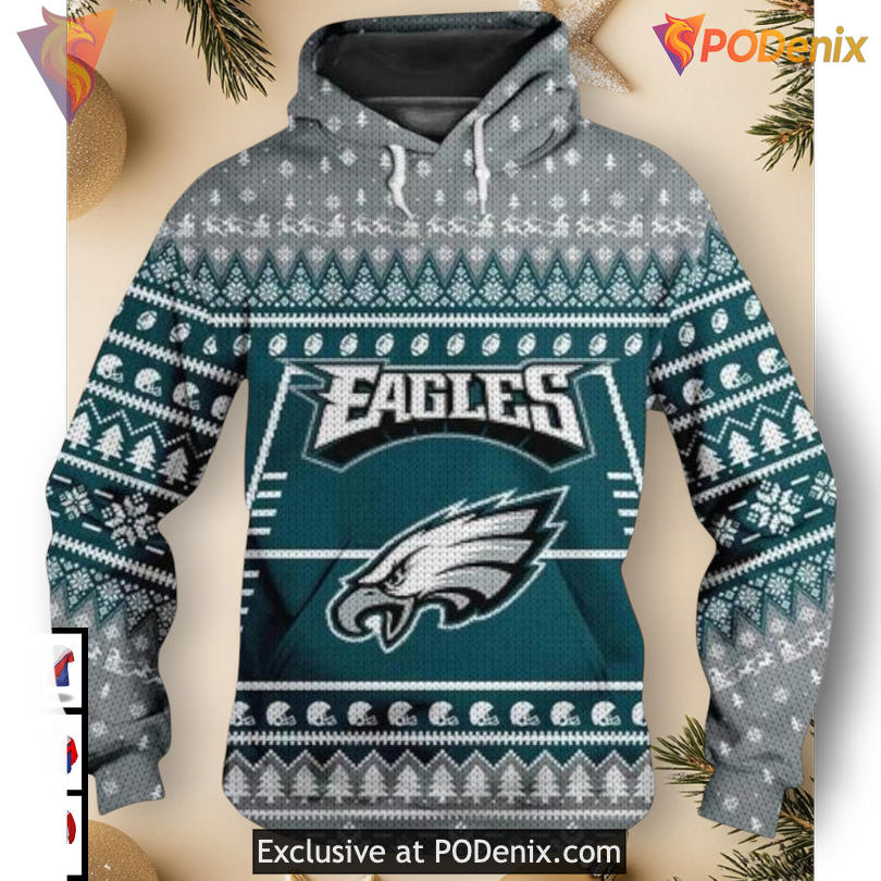 Festive Holiday Celebration Philadelphia Eagles Womens Hoodie 3D Christmas Print Festive Holiday Celebration Philadelphia Eagles Womens Hoodie 3D Christmas Print