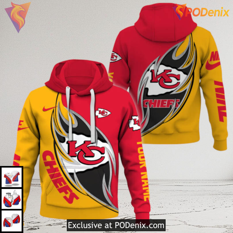 Fierce Flame Style Personalized Kansas City Chiefs Hoodie 3D Limited Edition Fierce Flame Style Personalized Kansas City Chiefs Hoodie 3D Limited Edition