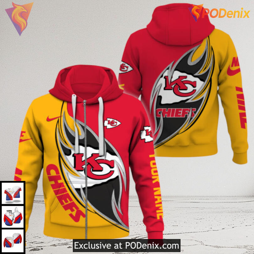 Fierce Flame Style Personalized Kansas City Chiefs Hoodie 3D Limited Edition Fierce Flame Style Personalized Kansas City Chiefs Hoodie 3D Limited Edition