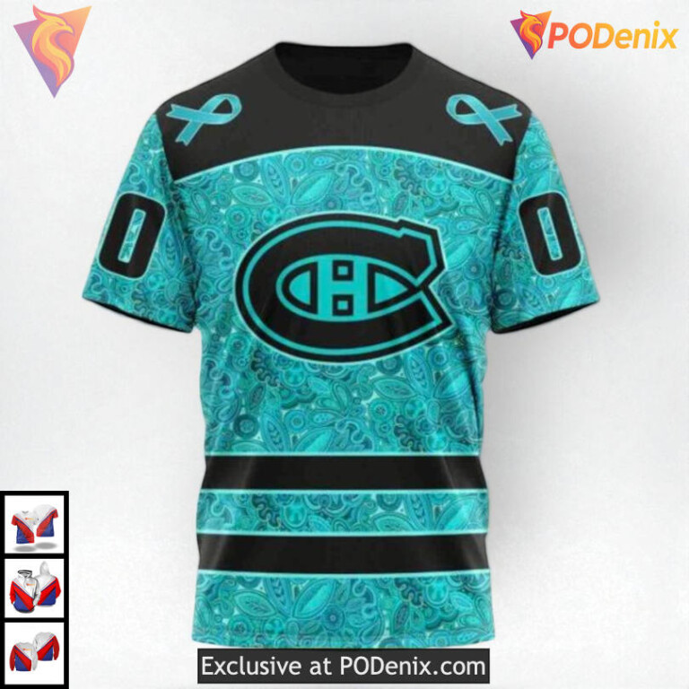 Fight Ovarian Cancer Awareness NHL Custom Name Montreal Canadiens Hoodie 3D - 2