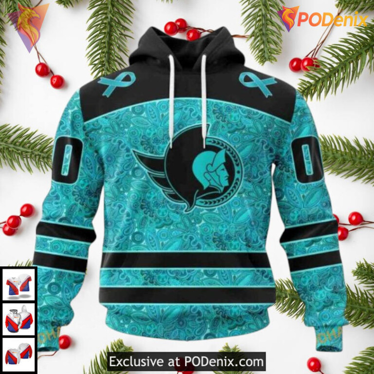 Fight Ovarian Cancer Awareness NHL Personalized Ottawa Senators Hoodie 3D
