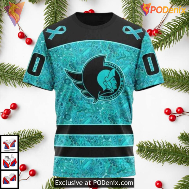Fight Ovarian Cancer Awareness NHL Personalized Ottawa Senators Hoodie 3D - 2