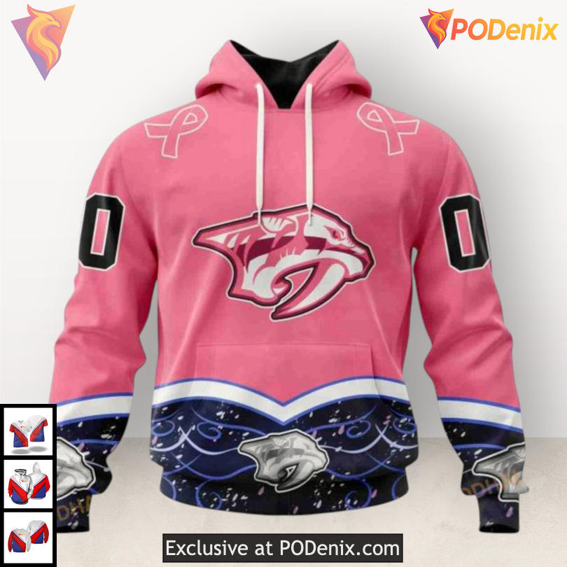 Fights Cancer Awareness Edition Custom Number Nashville Predators Hoodie Custom 3D