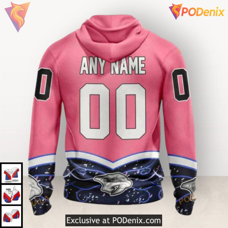 Fights Cancer Awareness Edition Custom Number Nashville Predators Hoodie Custom 3D - 2