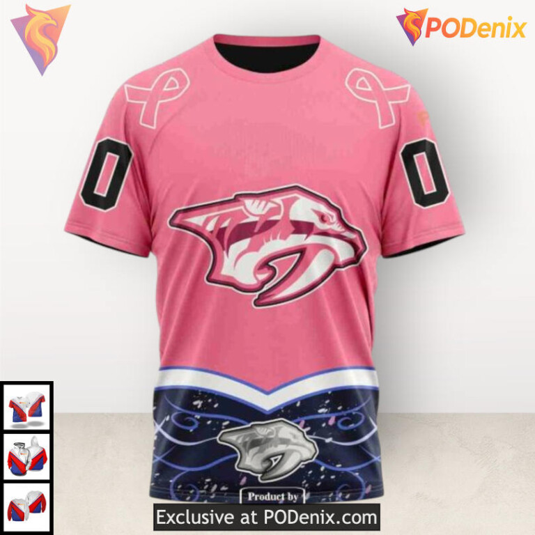 Fights Cancer Awareness Edition Custom Number Nashville Predators Hoodie Custom 3D - 3