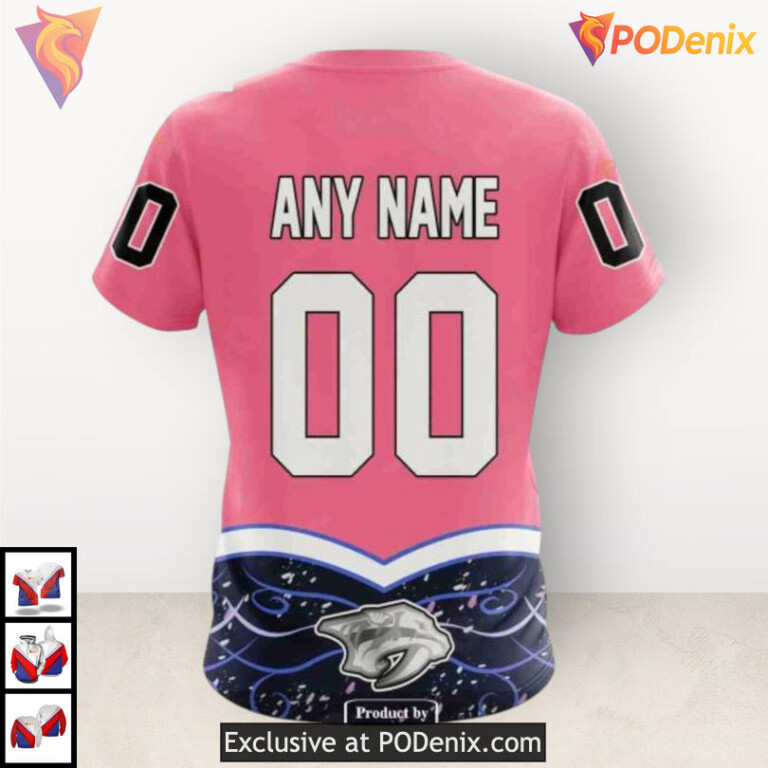 Fights Cancer Awareness Edition Custom Number Nashville Predators Hoodie Custom 3D - 4