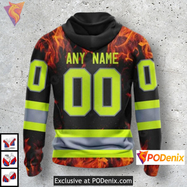 Firefighter Appreciation Anaheim Ducks Zip Hoodie Personalized NHL Gear - 1