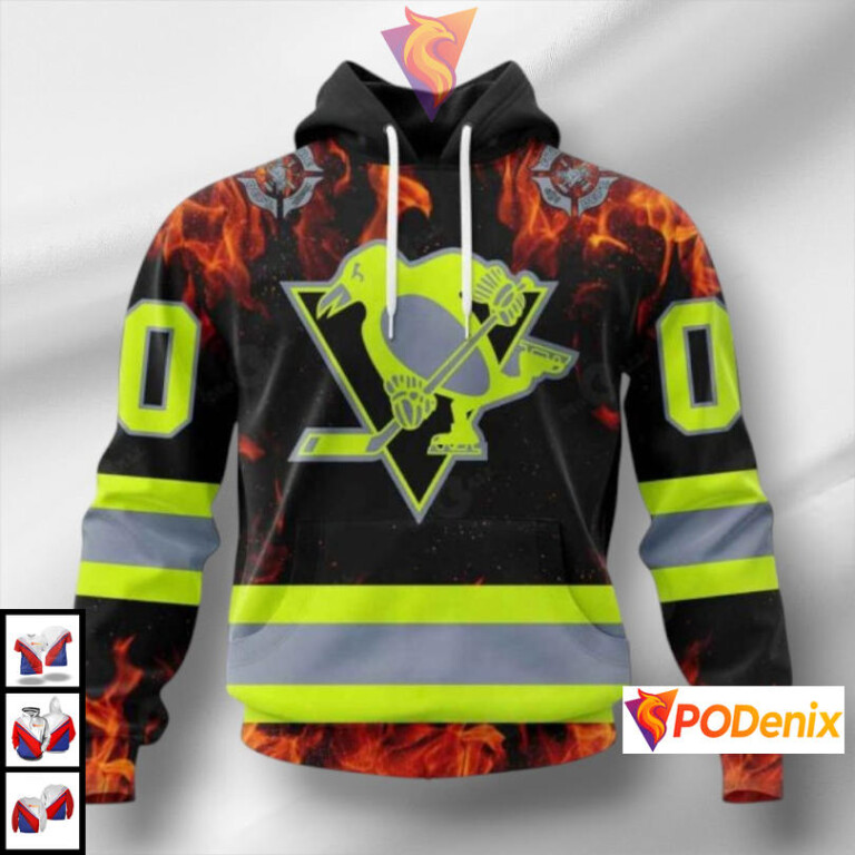 Firefighter Tribute Design Custom Name Pittsburgh Penguins Hoodie 3D Apparel
