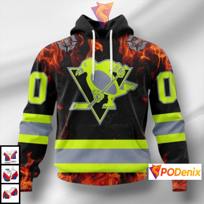 Firefighter Tribute Design Custom Name Pittsburgh Penguins Hoodie 3D Apparel Firefighter Tribute Design Custom Name Pittsburgh Penguins Hoodie 3D Apparel