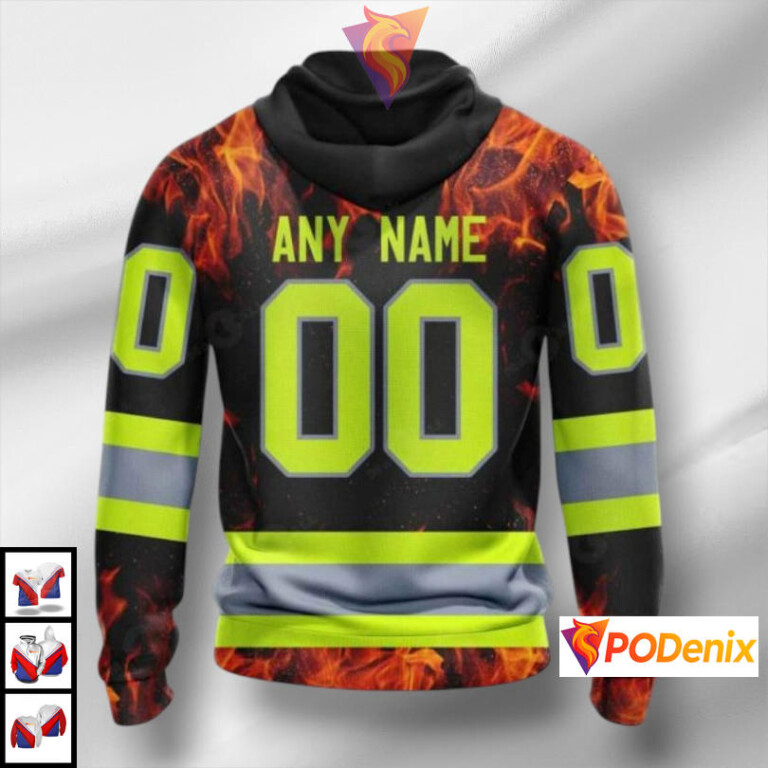 Firefighter Tribute Design Custom Name Pittsburgh Penguins Hoodie 3D Apparel - 1