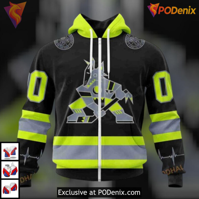 Firefighter Uniform Tribute Arizona Coyotes Kids Hoodie Custom 3D Apparel - 1