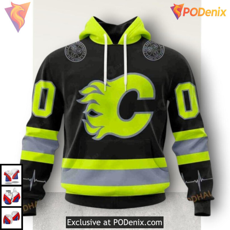 Firefighter Uniform Tribute Calgary Flames Zip Up Hoodie 3D Sweatshirt