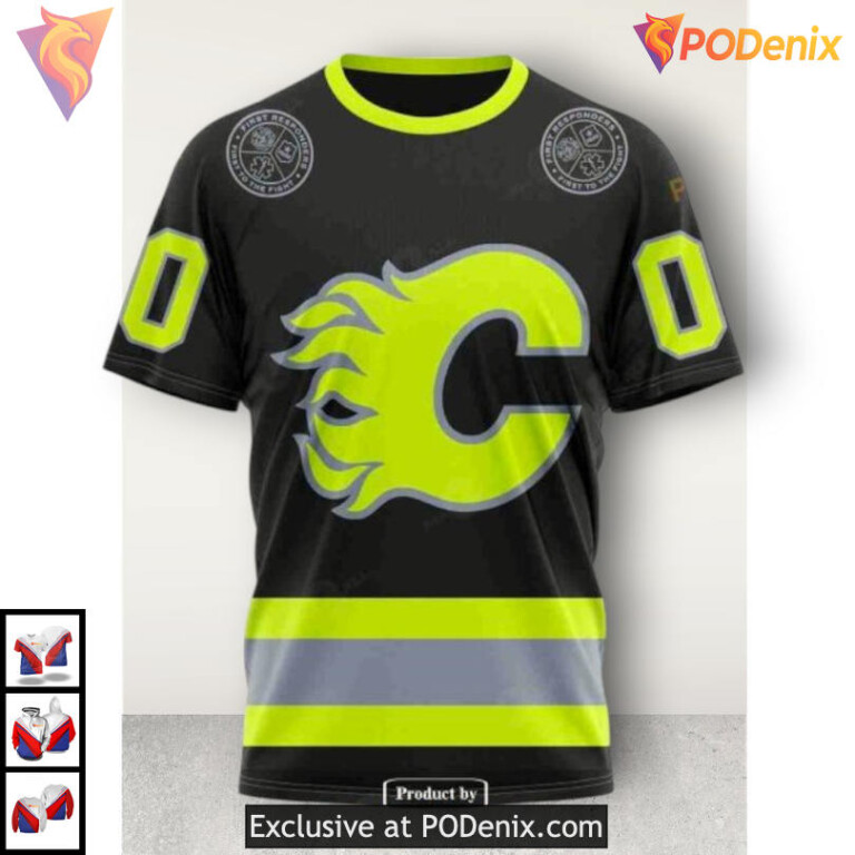 Firefighter Uniform Tribute Calgary Flames Zip Up Hoodie 3D Sweatshirt - 3