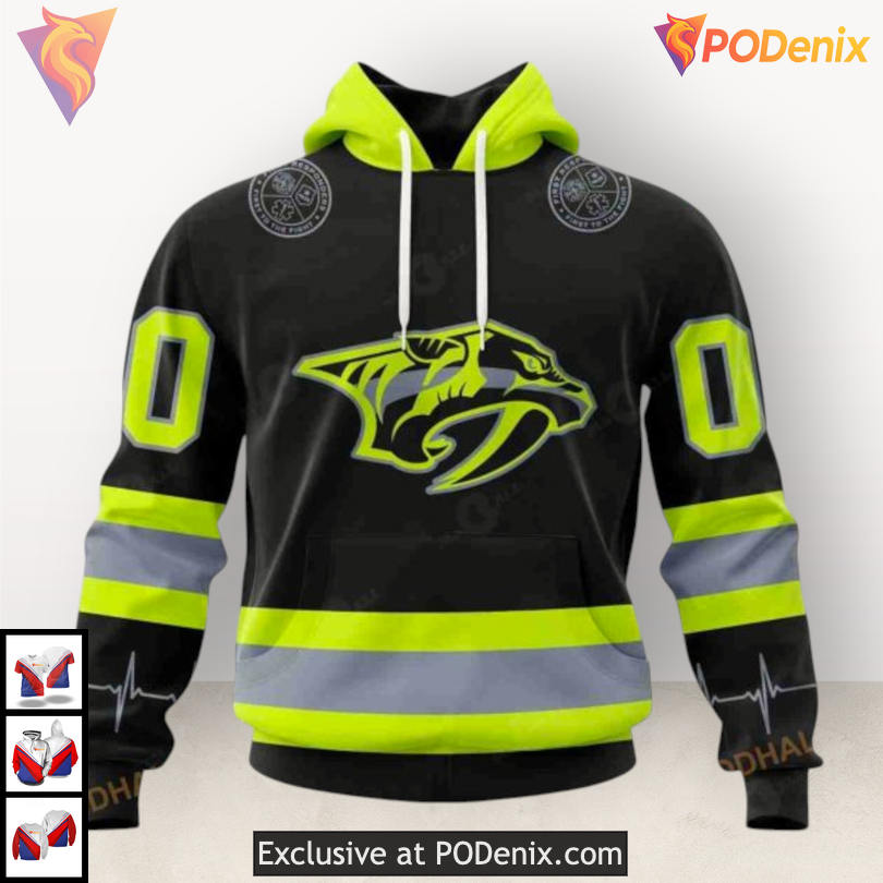 Firefighter Uniform Tribute Nashville Predators Zip Up Hoodie Unisex Custom