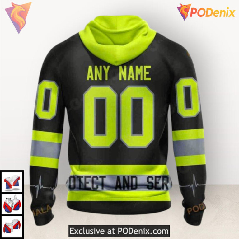 Firefighter Uniform Tribute Nashville Predators Zip Up Hoodie Unisex Custom - 2