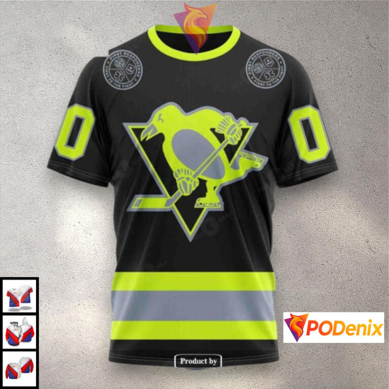 Firefighter Uniform Tribute Unisex NHL Pittsburgh Penguins 3D Hoodie Shirt - 2