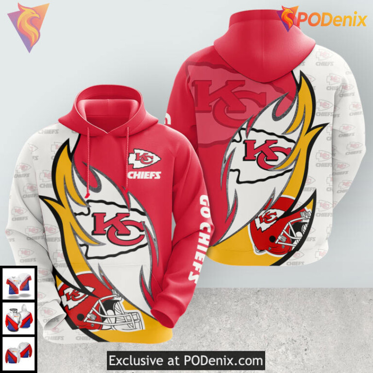 Firestorm Helmet Burst Kansas City Chiefs Retro Hoodie Youth Game Day Apparel