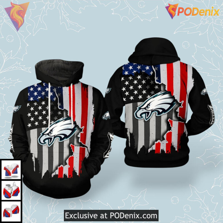Flag Team Edition Womens Philadelphia Eagles Hoodie Zip Up Custom 3D Gift
