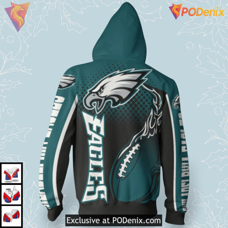 Flame Ball Graphic Philadelphia Eagles Womens Hoodie Christmas Edition - 1
