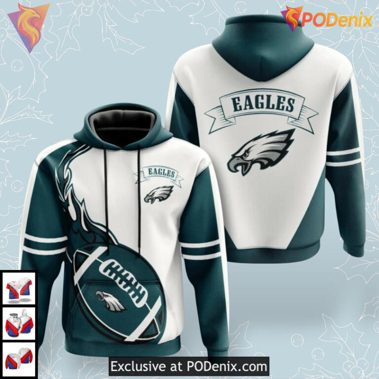 Flame Balls Graphic Philadelphia Eagles Green Hoodie Retro Custom Gift