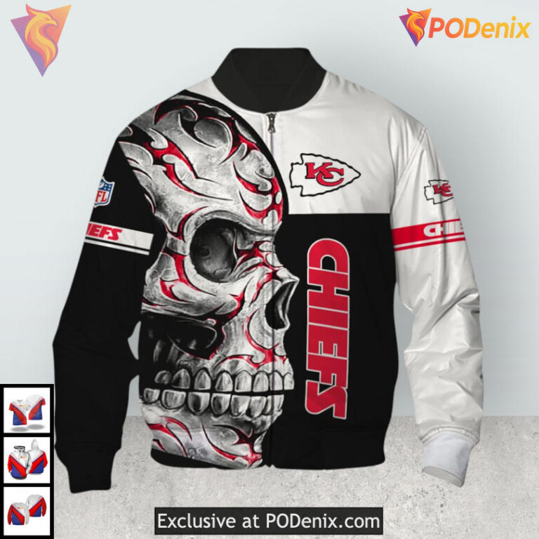 Flaming Skull Pattern Kansas City Chiefs Vintage Hoodie Womens Warrior Style - 3