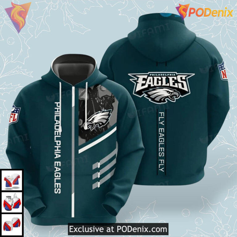 Fly Eagles Fly Green Logo Philadelphia Eagles Christmas Hoodie Mens Custom Design