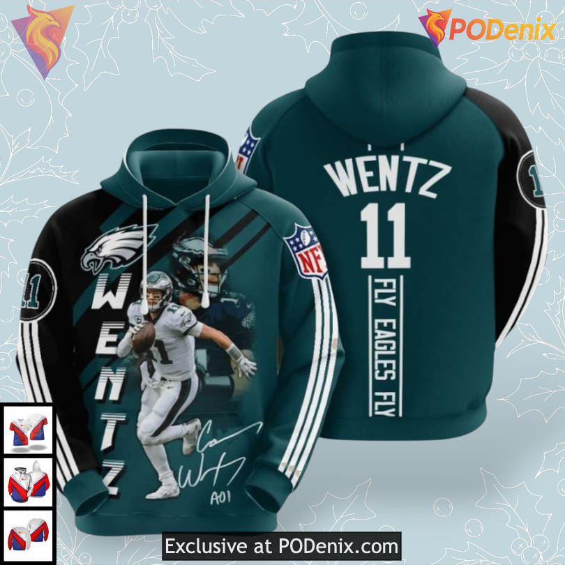 Fly Eagles Fly Wentz 11 Tribute Philadelphia Eagles Hoodie 3D All Over Print